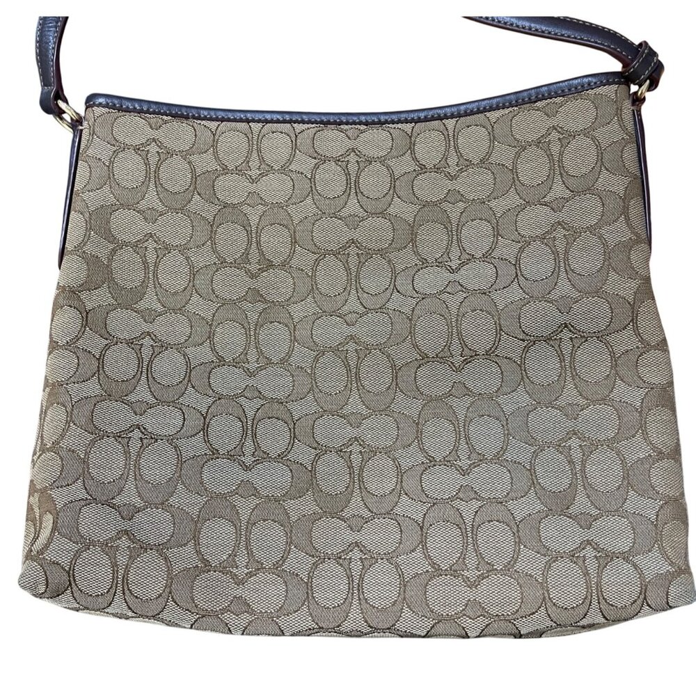 Coach Canvas File Crossbody In Signature Jacquard Brown Tan Gold - Picture 3 of 8